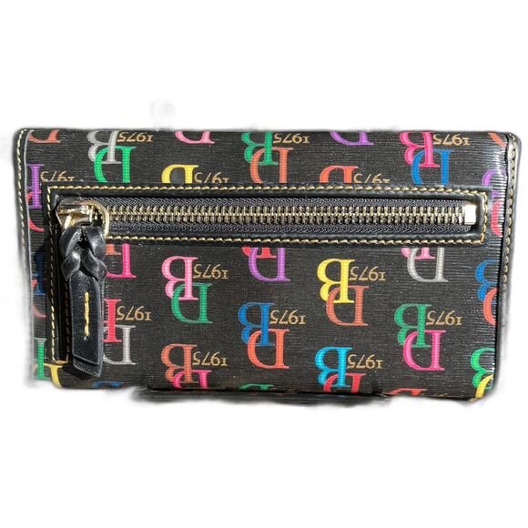 Dooney & Bourke Retro Clutch Wallet DB 1975 Black Multi Color EUC - Picture 2 of 8
